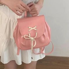 UAKISS  -  Pink Backpacks for Women Korean Style 2024 New Fashion Small Leather Backpack Sweet Cute Casual Luxury Designer Female Bag   Specification: Material:  PU leather Size: (Top width)18/(Lower width)24*24*10 cm  (Due to manual... Pink Backpacks, Leather School Backpack, Small Leather Backpack, Casual Elegant Style, Backpacks For Women, Casual Luxury, Floral Bags, Backpack Brands, Purse Styles