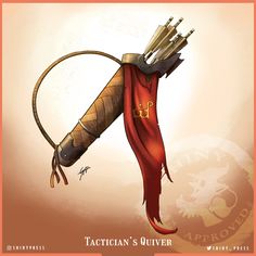 an illustration of a bow and arrow with the caption tacitian's quiver