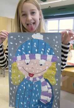 Catching Snowflakes, Portraits Painting, First Grade Art, 4th Grade Art, Kindergarten Art, Art Disney