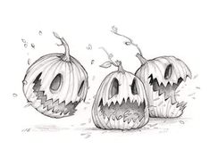 two jack o lantern pumpkins with faces drawn on them, one is black and white