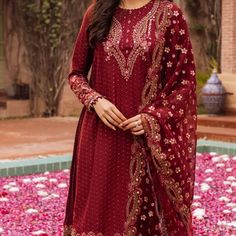 Brand New Embroidered Suit Cross Stitch With Organza Duppata Bust 21 Waist 19 Hips 22 Length 40 Price 165 Luxury Red Lawn Suit For Formal Occasions, Luxury Red Semi-stitched Lawn Suit, Sabya Sachi Suits, Cross Stitch Dresses Pakistani, Sabhya Sachi Suits, Red Lawn Suit With Printed Motifs For Formal Occasions, Boutique Suits Embroidery Party Wear, Anarkali Suits Online Shopping, Indian Suit