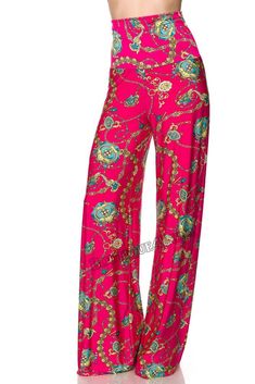 Product Name Pink Floral Printed High Waist Palazzo Pant with unfinished hem