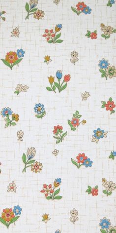 a white background with colorful flowers and leaves on the fabric is very similar to wallpaper