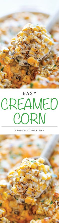 the cover of an easy creamed corn recipe