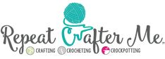 the logo for repeat crafter me, which is designed to look like a ball of yarn