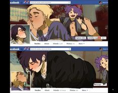 two facebook screens showing the same person kissing each other