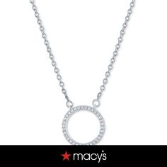 in stock Adjustable Silver Jewelry From Macy's, Circle Pendant Necklace, Circle Pendant, Diamond Clarity, Spring Rings, Diamond Shapes, Colored Diamonds, Jewelry Watches, Fine Jewelry