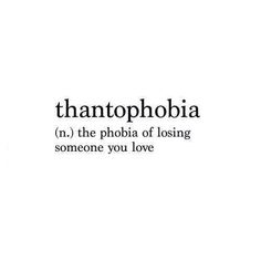 the words thantophobia in black and white are on a white background