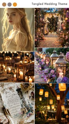 a collage of photos with candles and flowers