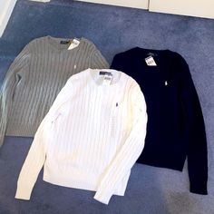 A Bundle Deal Brand New 3 Ralph Lauren Cozy Sweaters. Fall Is Coming Soon Blue Long Sleeve Ralph Lauren Sweater, White Ralph Lauren Sweater For Fall, Ralph Lauren White Sweater For Fall, White Long Sleeve Ralph Lauren Tops, Winter White Ralph Lauren Tops, Ralph Lauren White Winter Top, White Ralph Lauren Tops For Winter, Cozy Sweaters Autumn, Sweaters Fall