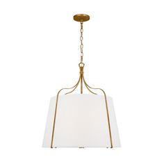 a light fixture with a white shade hanging from the ceiling