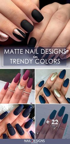 Mate Nails 2023, Short Acrylic Nails Designs Matte, Gel Nail Designs Dark Colors, Nail Ideas Matte Black, Matte Nails Design Ideas Simple, Matte Spring Nails Coffin, Fall Matte Nails Colors Shades, Matte Nails With Shiny Design, Matte Shellac Nails