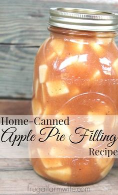 an apple pie filling recipe in a mason jar