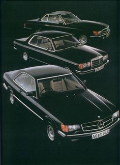 three black mercedess are shown in an advertisement for the company's new model