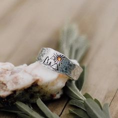 Mountain and Sun Adjustable Ring with carved mountain landscape, hammered ring. Ships Next Day Gift Wrapping and Personal Note Available - no extra charge.  Note: Due to the difference between monitors and light brightness, the real color of the item may be slightly different from the pictures shown, please understand. Sunset Valley, Carved Ring, Sunset Nature, Adjustable Jewelry, Party Rings, Rings Jewelry Fashion, Wide Band Rings, Thumb Rings