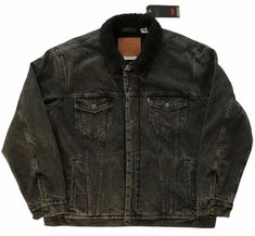 -Levi’s Premium Sherpa Trucker Jacket -Size: XL -Color: Roadster-Black -This jacket is new with tags. Please look at all the photos to see more details and measurements. -Please be sure to choose the cheapest shipping option. -Thank you! Classic Black Levi's Outerwear, Levi's Black Outerwear With Zipper Closure, Levi's Black Long Sleeve Outerwear, Levi Trucker Jacket, Levi’s Sherpa Jacket, Sherpa Trucker Jacket, Trucker Jacket, Vest Jacket, Denim Jacket