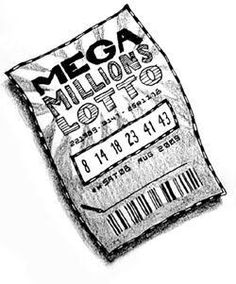 a black and white drawing of a ticket for the megamillon's slots