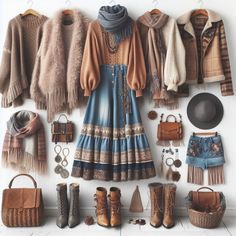 Vintage Boho Outfits, Boho Autumn Outfits, Cottagecore Outfits Winter, Autumn Boho Outfits, Hippie Style Winter, Winter Hippie Outfits Boho, Bohemian Style Clothing Winter, Bohemian Winter Outfits, Boho Fall Outfits