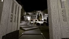 an image of the entrance to a house at night