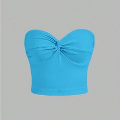 Shein Bandeau Top Twist Ribbed Crop Color- Mint Blue Size-S New With Tags Blue Stretch Bandeau Crop Top, Blue Stretch Cropped Tube Top, Blue Cropped Stretch Tube Top, Blue Stretch Bandeau Top, Blue Stretch Crop Top Tube Top, Fitted Blue Crop Top Tube Top, Blue Cropped Tube Top For Summer, Blue Casual Crop Top Tube Top, Blue Stretch Bandeau Tube Top