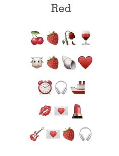 an image of red items on a white background with the words, i love red