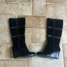 In Excellent Condition, Like Brand New. Worn Once! Super Comfortable Boots. Heel Hight - 3” With 0.5” Inch Platform. Boots Heel, Comfortable Boots, Antonio Melani, Platform Wedge, Platform Wedges, Shoes Heels Boots, Black Suede, Wedge Boot, Shoes Women Heels