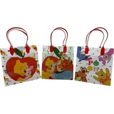 three bags with winnie the pooh characters on them