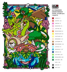 an image of pokemon and other cartoon characters on a poster with the words pixel art