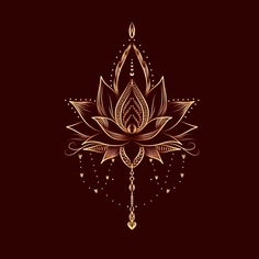 a golden lotus flower on a black background