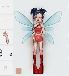 an animated fairy with wings and boots standing in front of a computer screen showing how to draw