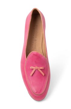 A dainty bow detail provides an artful flourish for an essential loafer fashioned with a lightly cushioned footbed. Cushioned footbed Leather upper and lining/rubber sole Made in Brazil Elegant Pink Flats With Rubber Sole, Elegant Pink Loafers With Rubber Sole, Slip-on Loafers For Spring Galas, Classic Tassel Loafers For Spring Galas, Spring Gala Slip-on Loafers, Elegant Pink Slip-on Flats, Classic Pink Loafers With Rubber Sole, Classic Pink Loafers With Leather Sole, Classic Pink Slip-on Loafers