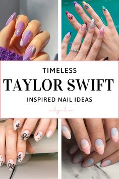 13 TIMELESS TAYLOR SWIFT INSPIRED NAIL DESIGNS | Nail trends, nail ideas, and nail inspo | Viral Nails | Swiftie | Eras Tour Nail Ideas For Eras Tour, Almond Nails Taylor Swift, Eras Tour Gel Nails, 1989 Nails Design Taylor Swift, Eras Tour French Tip Nails, 1989 Era Nails, Nail Art Taylor Swift Eras Tour, The Eras Tour Nails Including Ttpd