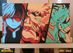 an image of anime characters painted on canvases