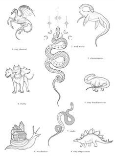 an image of different types of animals and things in the world that are drawn on paper