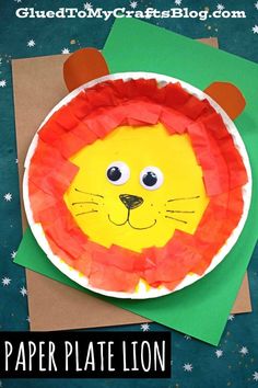 paper plate lion craft for kids to make