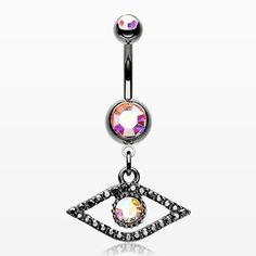 Hematite Osiris Eye Belly Button Ring-Hematite/Aurora Borealis Eye Of The Dragon, Button Piercing, Ear Piercings Cartilage