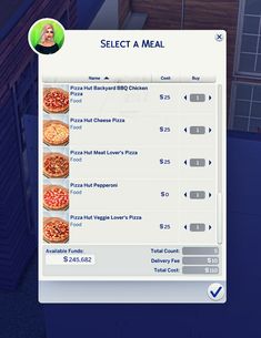 the menu for pizza is displayed in an animated style, and it appears to be looking very similar