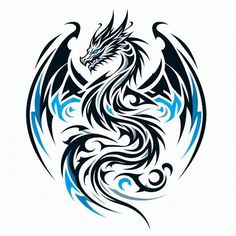 a dragon tattoo design on a white background