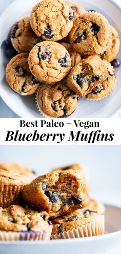 blueberry muffins stacked on top of each other with the words best palen and