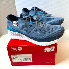 New In Box New Balance Shoes Men’s Size 10 1/2 4e X Wide Gray With Blue Fresh Foam Running Course; Mmordo Blue Walking Shoes With Air Max Cushioning, Functional Blue Walking Shoes For Running, Blue Synthetic Walking Shoes With Air Max Cushioning, Functional Blue Walking Shoes For Marathon, Blue Synthetic Trail Running Shoes With Cushioned Footbed, Blue New Balance Walking Shoes With Cushioned Footbed, New Balance Blue Walking Shoes With Cushioned Footbed, Blue New Balance Running Shoes With Cushioned Footbed, Blue Synthetic Trail Running Shoes With Air Max Cushioning