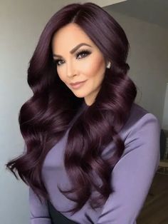 30 Hair Color Ideas For 40-Year-Old Moms Brown Brunette Hair Color, Hair Color For 40 Year Old Women, Brown Brunette Hair, Chic Hair Color, Eggplant Colored Hair, Boxed Hair Color, 30 Hair Color, Violet Hair Colors, Plum Hair