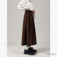 Lasaky - Vintage Pleated Black Midi Skirt - Flattering A-Line Fit for Pear-Shaped Figures with High-Waisted Design Stylish Drapes, Black Pleated Midi Skirt, Black A Line Skirt, Long Midi Skirt, School Skirt, Embellished Skirt, Black Pleated Skirt, Half Skirt, School Dresses