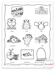 the ten plagues worksheet for kids to learn how to draw and color