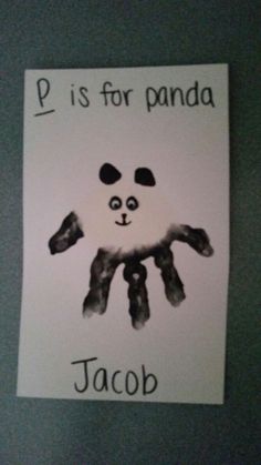 a panda handprint with the words p is for panda