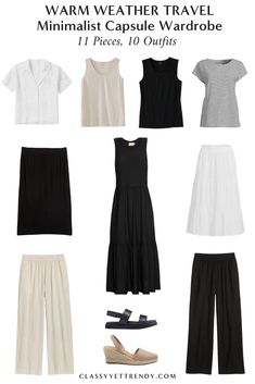 French Travel Capsule Wardrobe, Hot Weather Minimalist Outfit, Summer Minimalist Capsule Wardrobe, Long Weekend Capsule Wardrobe, Plus Size Travel Capsule Wardrobe, What To Wear In Europe In Summer, Capsule Wardrobe 2024 Spring, 10 Day Travel Wardrobe Summer, Easy Travel Outfits