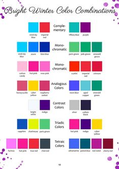 the color chart for bright winter colors