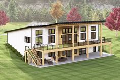 this is an artist's rendering of a two story house with balconyes and balconies