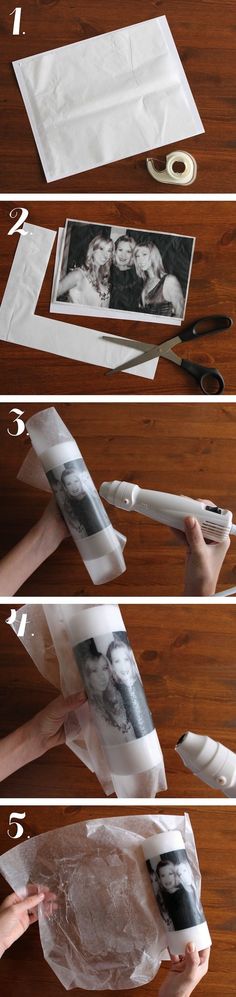 the process to make a photo collage with tissue paper