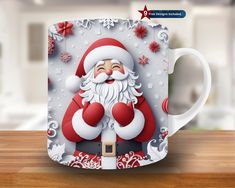 a coffee mug with a santa clause on it