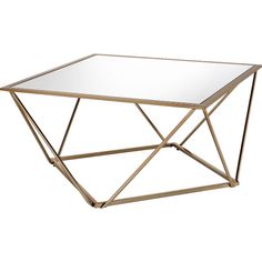 a glass and metal coffee table on a white background